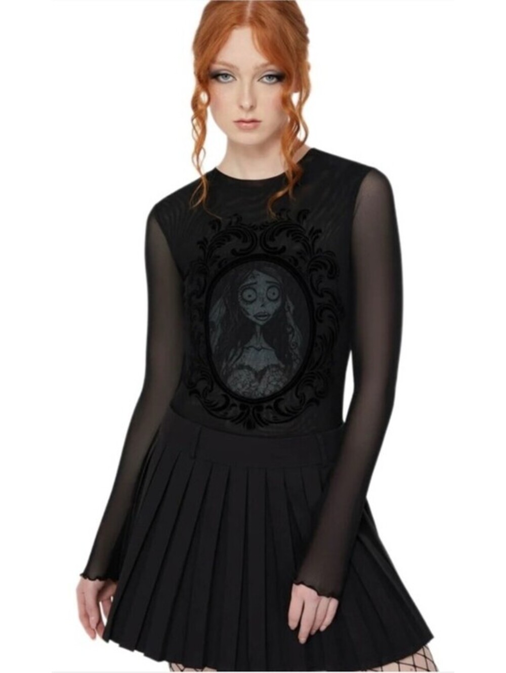 Killstar Corpse Bride Emily Mesh Top Long Sleeve Black Size M NEW